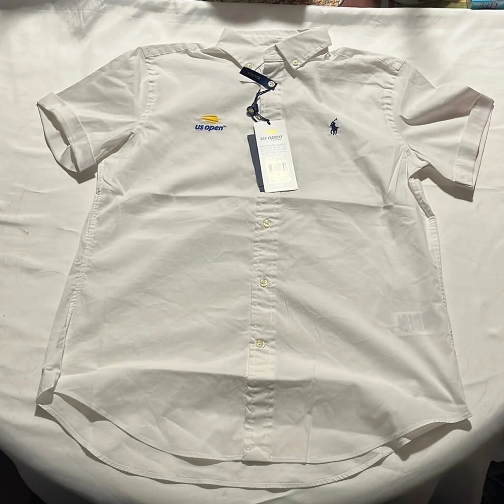 $100 Polo Ralph Lauren US Open Short Sleeve Cuffed Button Down Shirt VTG NWT - Picture 1 of 9